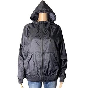 Black Running Workout Light Weight Jacket, Size: M